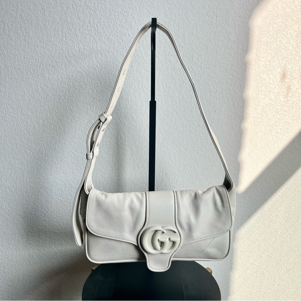 NEW Gucci White Aphrodite Small Leather Shoulder Bag